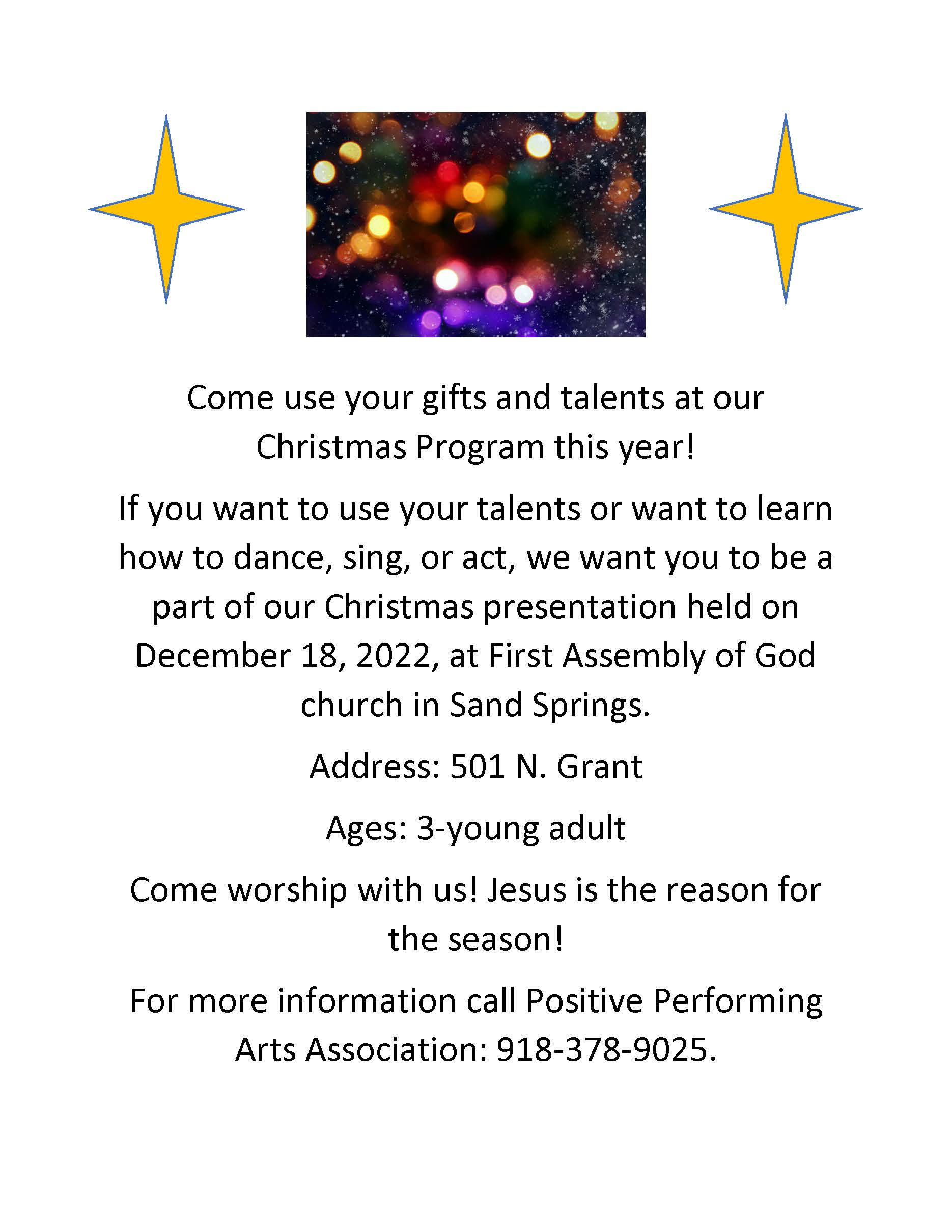 Sand Springs First Assembly Christmas Program Flyer (1)